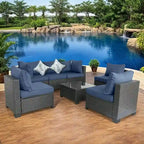 Outdoor 7 Pieces Patio Furniture Wicker Sectional Sofa Set