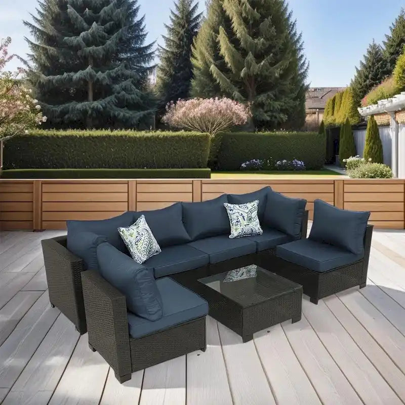 Outdoor 7 Pieces Patio Furniture Wicker Sectional Sofa Set