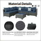 Outdoor 7 Pieces Patio Furniture Wicker Sectional Sofa Set