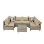 Outdoor 7 Pieces Patio Furniture Wicker Sectional Sofa Set