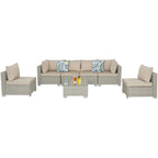 Outdoor 7 Pieces Patio Furniture Wicker Sectional Sofa Set