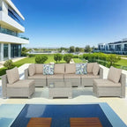 Outdoor 7 Pieces Patio Furniture Wicker Sectional Sofa Set