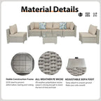 Outdoor 7 Pieces Patio Furniture Wicker Sectional Sofa Set