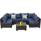 Outdoor 7 Pieces Patio Furniture Wicker Sectional Sofa Set