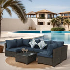 Outdoor 7 Pieces Patio Furniture Wicker Sectional Sofa Set