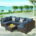 Outdoor 7 Pieces Patio Furniture Wicker Sectional Sofa Set