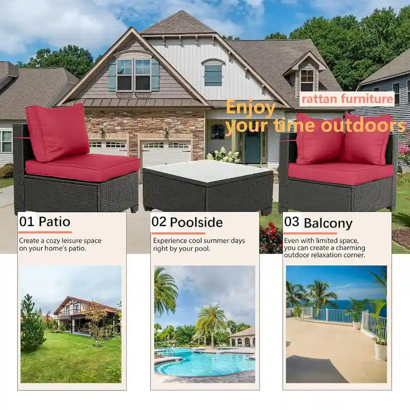 Outdoor 7 Pieces Patio Furniture Wicker Sectional Sofa Set