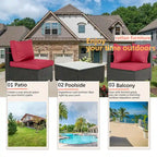 Outdoor 7 Pieces Patio Furniture Wicker Sectional Sofa Set