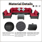 Outdoor 7 Pieces Patio Furniture Wicker Sectional Sofa Set