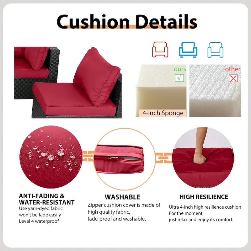 Outdoor 7 Pieces Patio Furniture Wicker Sectional Sofa Set