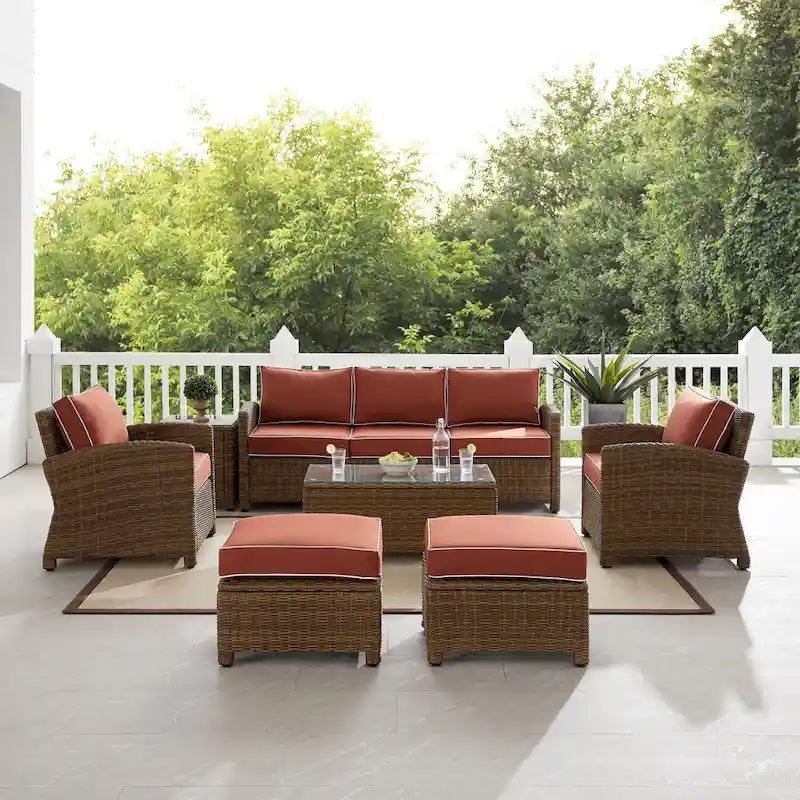 Crosley Bradenton 7Pc Outdoor Wicker Sofa Set - 151 W x 163 D x 32.5 H