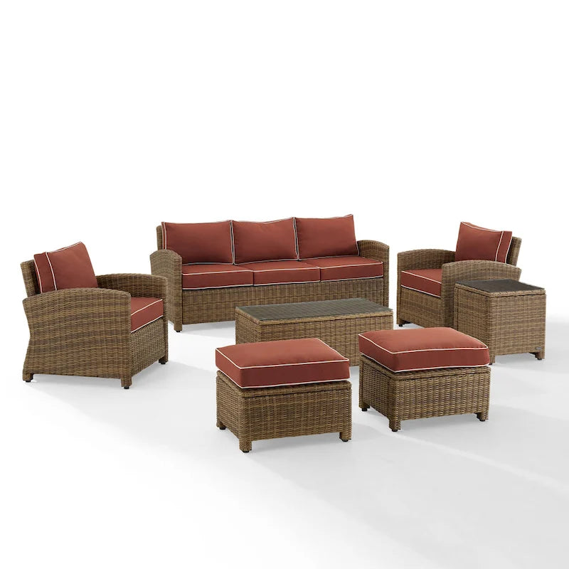 Crosley Bradenton 7Pc Outdoor Wicker Sofa Set - 151 W x 163 D x 32.5 H