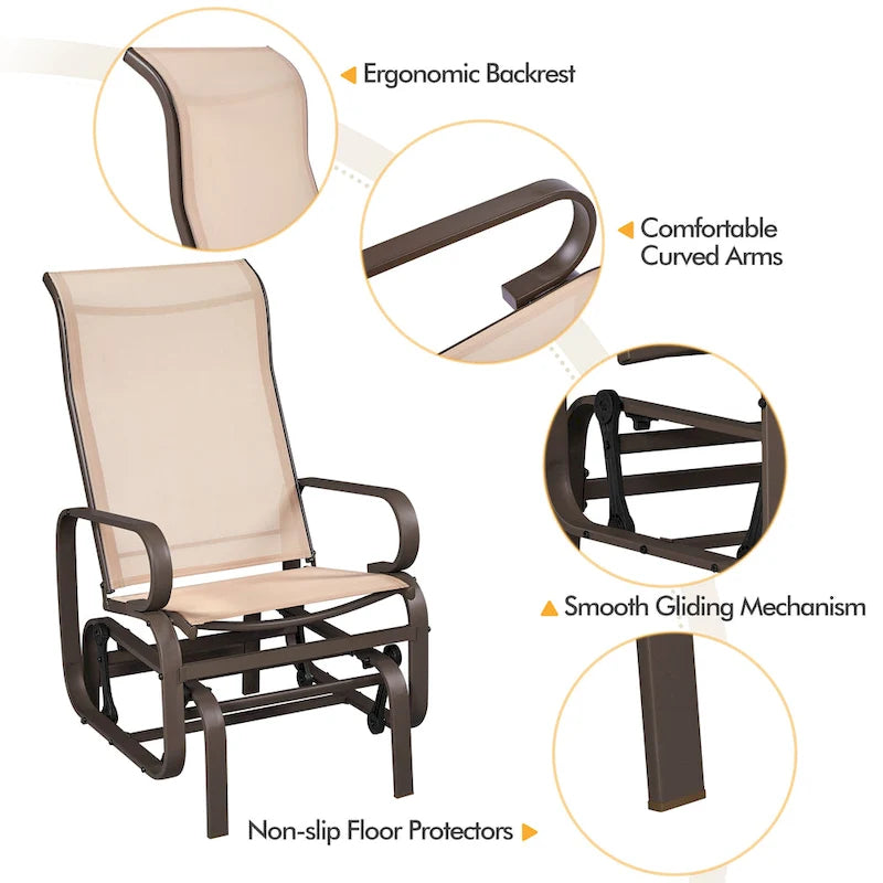 Yaheetech Fabric and Steel Porch Glider Chair for Outdoor Garden Patio