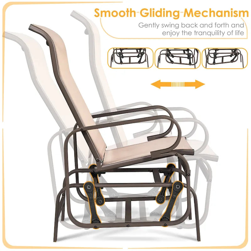 Yaheetech Fabric and Steel Porch Glider Chair for Outdoor Garden Patio
