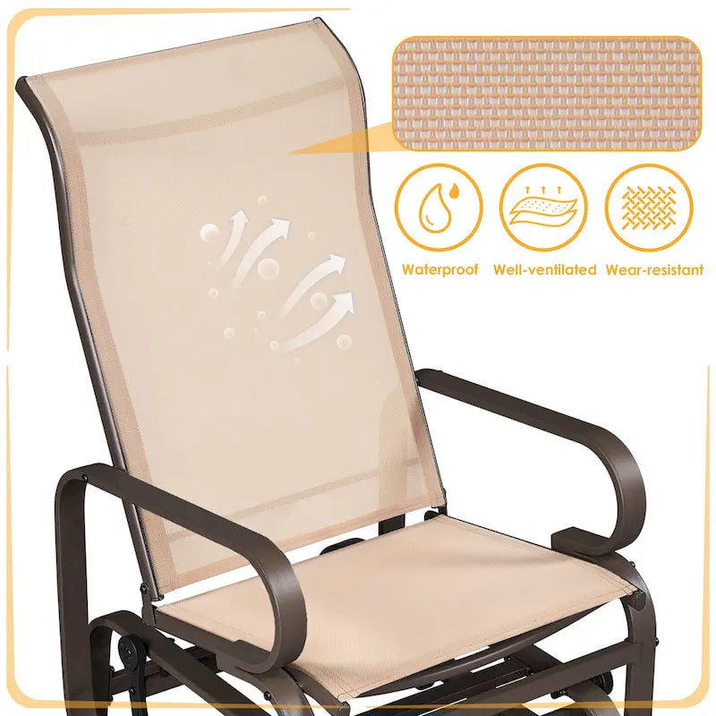 Yaheetech Fabric and Steel Porch Glider Chair for Outdoor Garden Patio
