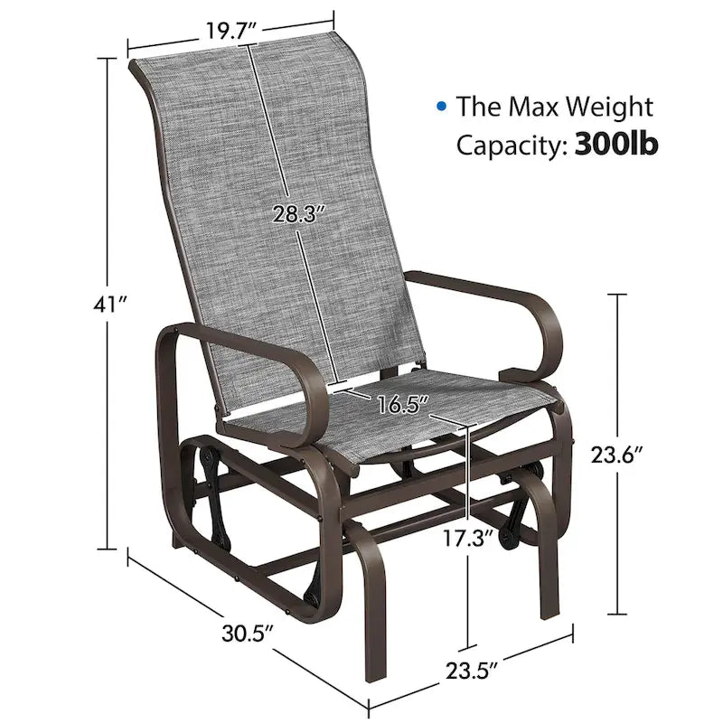 Yaheetech Fabric and Steel Porch Glider Chair for Outdoor Garden Patio