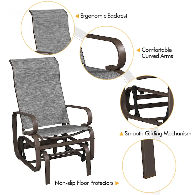 Yaheetech Fabric and Steel Porch Glider Chair for Outdoor Garden Patio