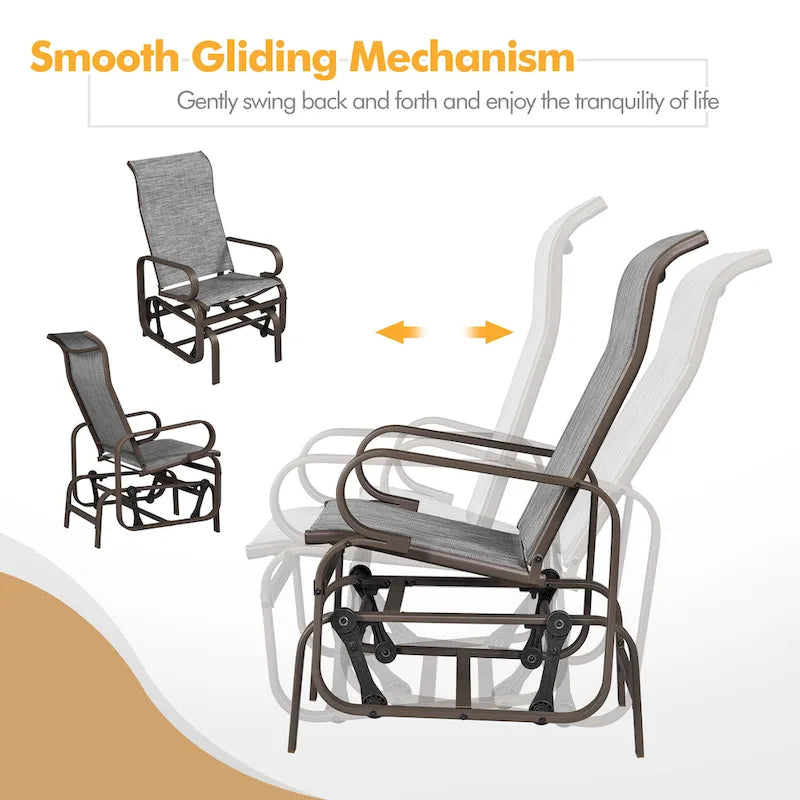 Yaheetech Fabric and Steel Porch Glider Chair for Outdoor Garden Patio