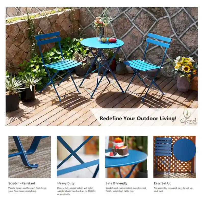 Round 2 Person - 23.6 Long Bistro Set (6 Colors )