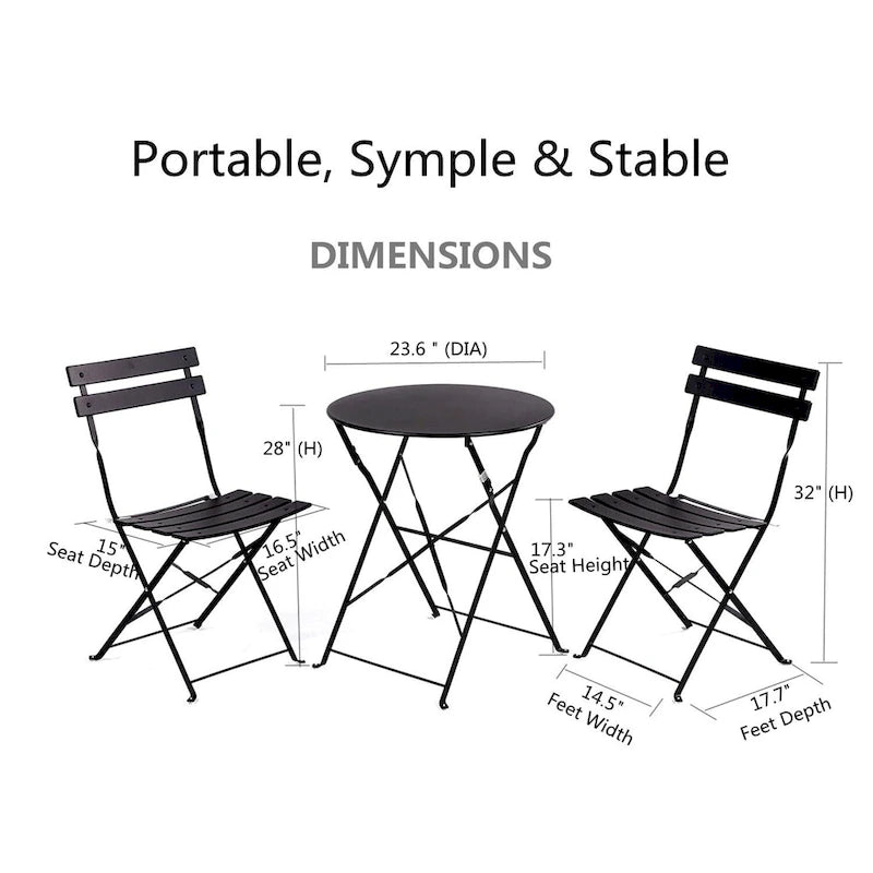 Round 2 Person - 23.6 Long Bistro Set (6 Colors )