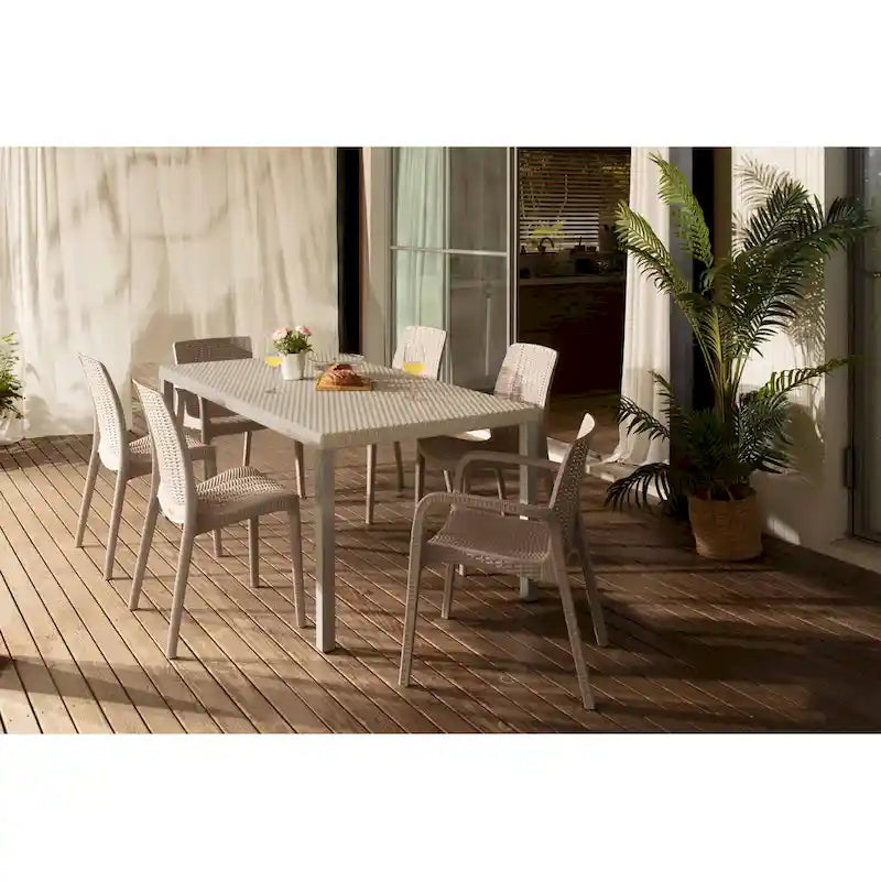Oslo Resin All-Weather Family Dining Table with Aluminum Legs
