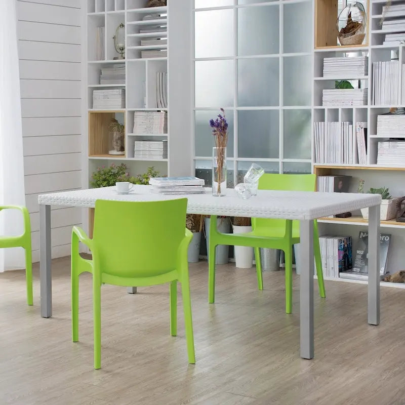 Oslo Resin All-Weather Family Dining Table with Aluminum Legs