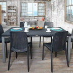 Oslo Resin All-Weather Family Dining Table with Aluminum Legs