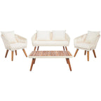 SAFAVIEH Outdoor Amelie 4 Piece Coastal Patio Chat Set - 55W x 31D x 28H