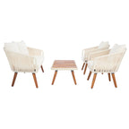 SAFAVIEH Outdoor Amelie 4 Piece Coastal Patio Chat Set - 55W x 31D x 28H