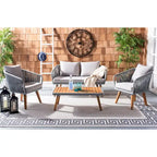 SAFAVIEH Outdoor Amelie 4 Piece Coastal Patio Chat Set - 55W x 31D x 28H