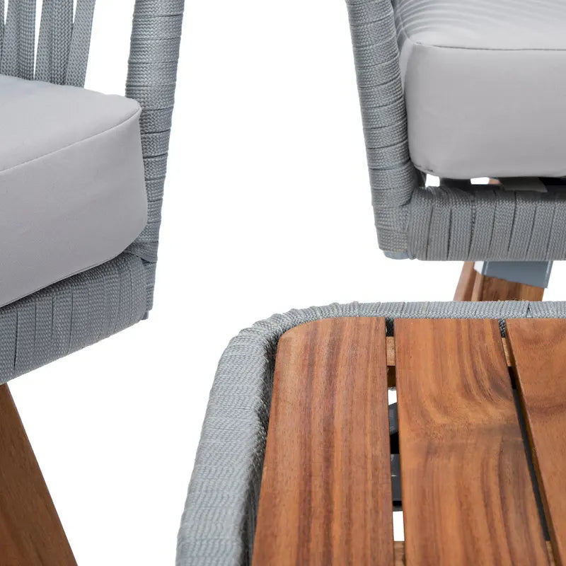 SAFAVIEH Outdoor Amelie 4 Piece Coastal Patio Chat Set - 55W x 31D x 28H