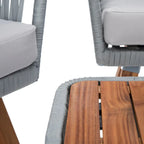 SAFAVIEH Outdoor Amelie 4 Piece Coastal Patio Chat Set - 55W x 31D x 28H