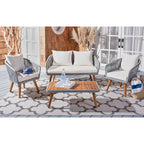 SAFAVIEH Outdoor Amelie 4 Piece Coastal Patio Chat Set - 55W x 31D x 28H