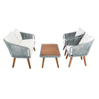 SAFAVIEH Outdoor Amelie 4 Piece Coastal Patio Chat Set - 55W x 31D x 28H