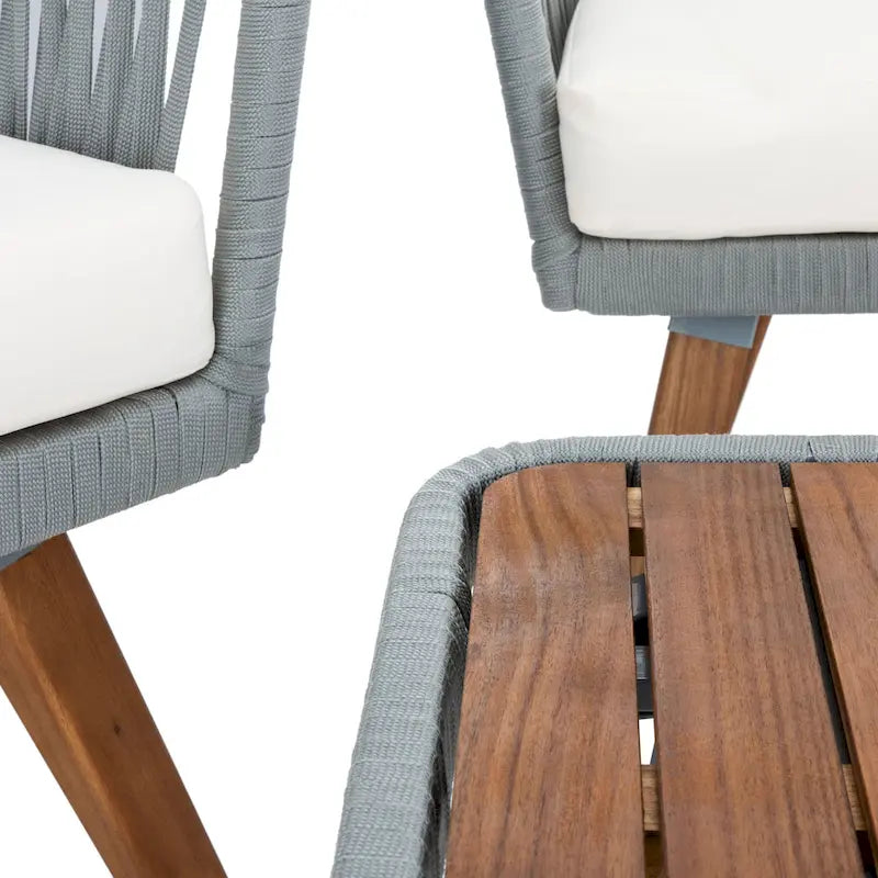 SAFAVIEH Outdoor Amelie 4 Piece Coastal Patio Chat Set - 55W x 31D x 28H