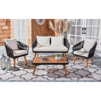 SAFAVIEH Outdoor Amelie 4 Piece Coastal Patio Chat Set - 55W x 31D x 28H