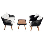 SAFAVIEH Outdoor Amelie 4 Piece Coastal Patio Chat Set - 55W x 31D x 28H