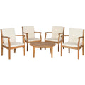 SAFAVIEH Outdoor Hazbie Acacia Wood 5-Piece Patio Set - 26W x 32D x 25H