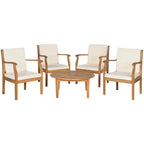 SAFAVIEH Outdoor Hazbie Acacia Wood 5-Piece Patio Set - 26W x 32D x 25H