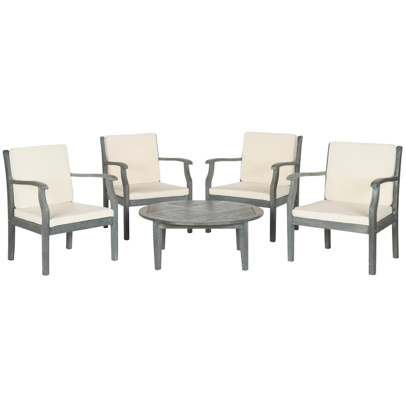 SAFAVIEH Outdoor Hazbie Acacia Wood 5-Piece Patio Set - 26W x 32D x 25H