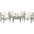 SAFAVIEH Outdoor Hazbie Acacia Wood 5-Piece Patio Set - 26W x 32D x 25H