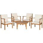 SAFAVIEH Outdoor Hazbie Acacia Wood 5-Piece Patio Set - 26W x 32D x 25H