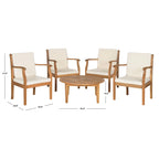 SAFAVIEH Outdoor Hazbie Acacia Wood 5-Piece Patio Set - 26W x 32D x 25H