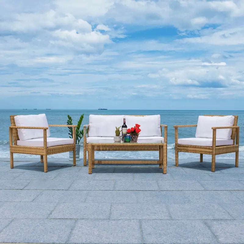 SAFAVIEH Outdoor Alie 4-Piece Wicker Living Set - 51W x 30D x 30H