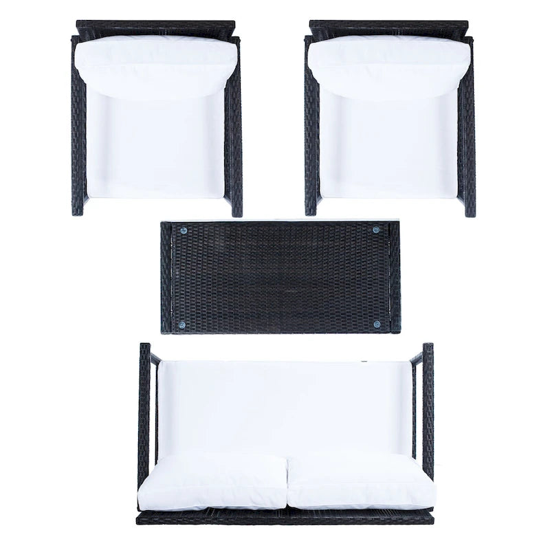 SAFAVIEH Outdoor Alie 4-Piece Wicker Living Set - 51W x 30D x 30H