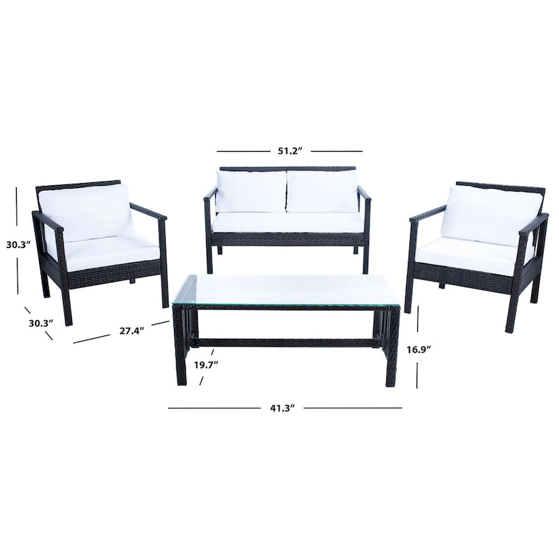 SAFAVIEH Outdoor Alie 4-Piece Wicker Living Set - 51W x 30D x 30H