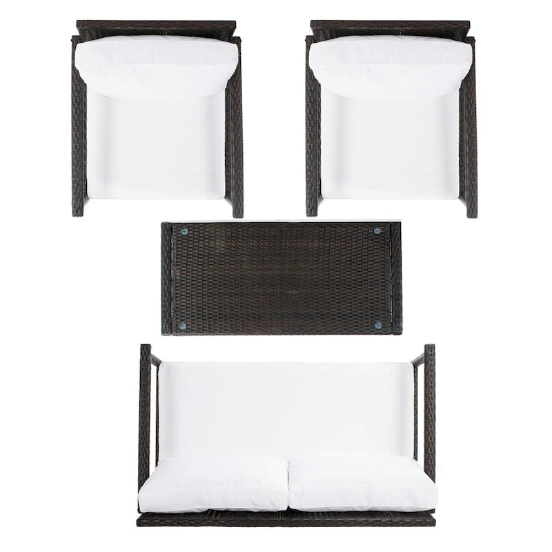 SAFAVIEH Outdoor Alie 4-Piece Wicker Living Set - 51W x 30D x 30H