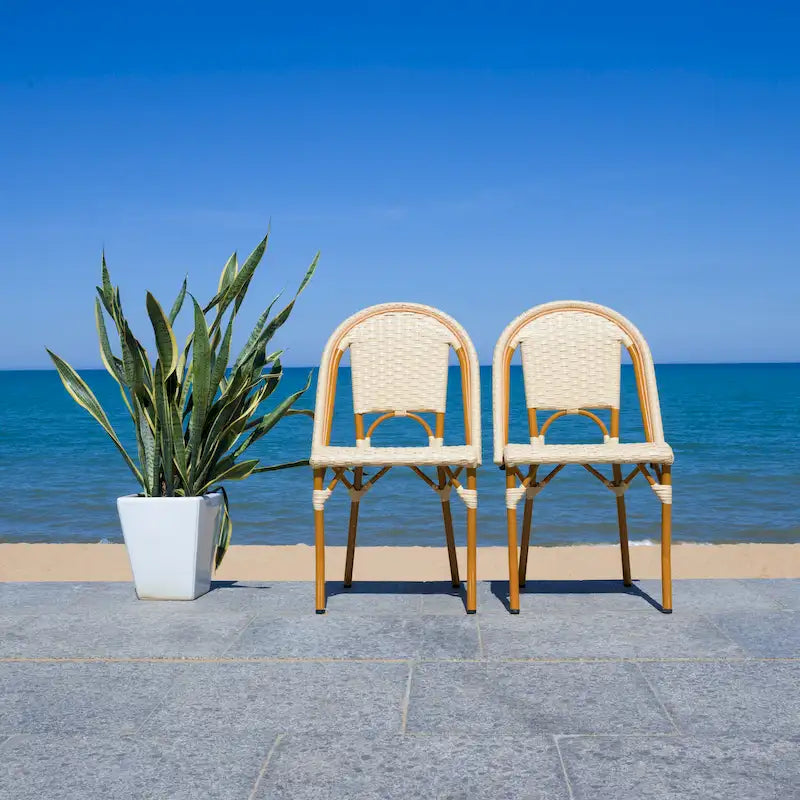 SAFAVIEH Emiliana Outdoor Side Chair Set of 2 (Fully Assembled) - 20Wx35Dx22H
