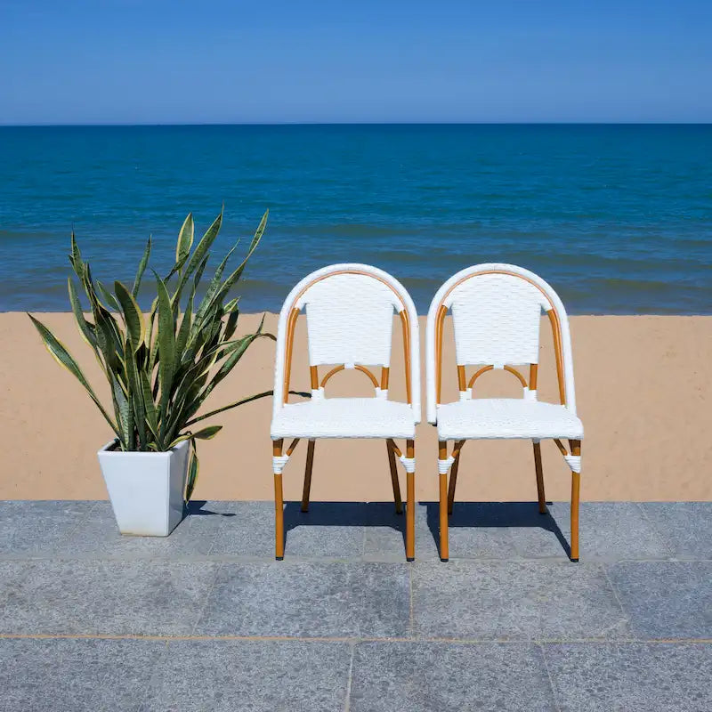 SAFAVIEH Emiliana Outdoor Side Chair Set of 2 (Fully Assembled) - 20Wx35Dx22H