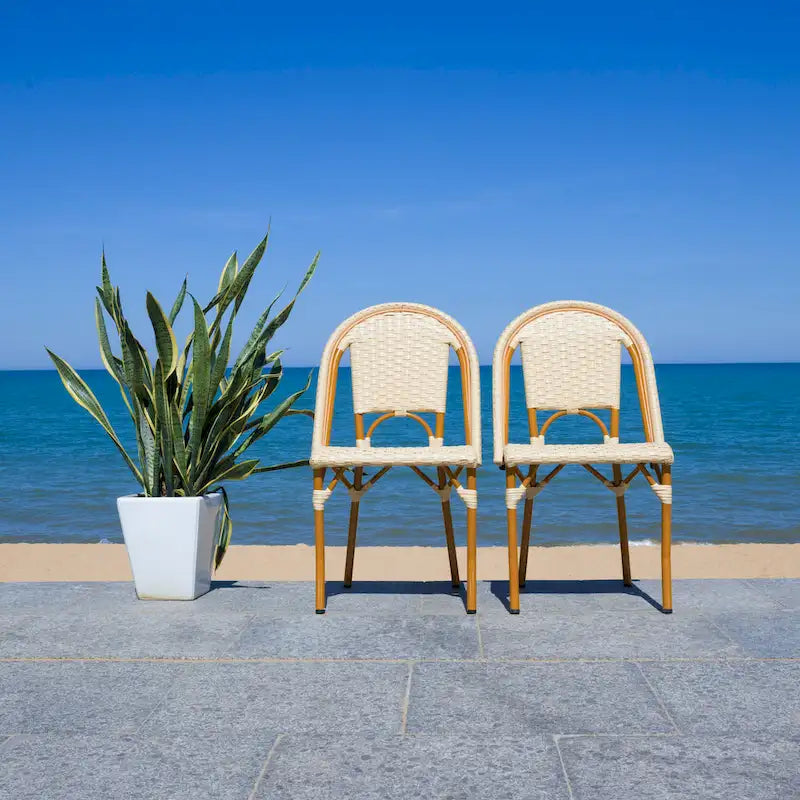 SAFAVIEH Emiliana Outdoor Side Chair Set of 2 (Fully Assembled) - 20Wx35Dx22H